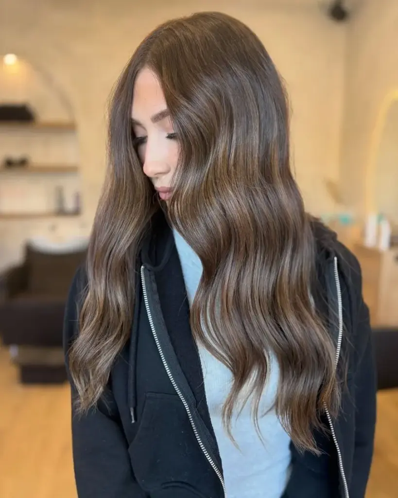 Rich brunette after a colour correction, by Carly