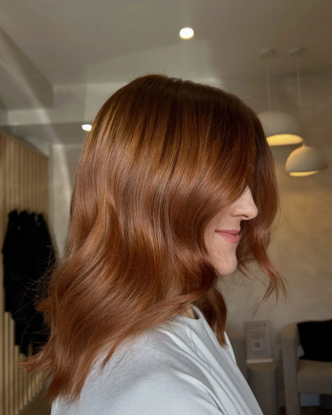 A layered cut with rich copper colour by Blonde Culture