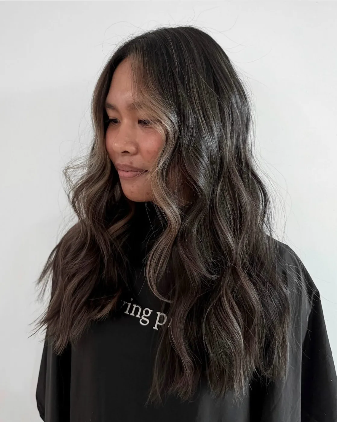 Subtle mushroom tones on a dark brunette by Blonde Culture